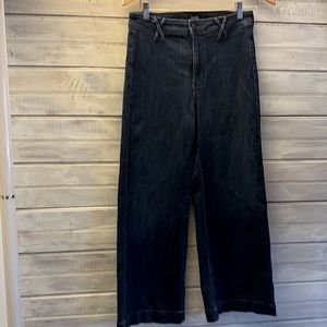 Paige wide leg cropped Jean size 28 dark wash denim